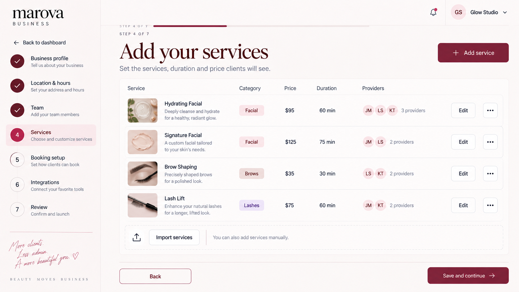 List the services clients see