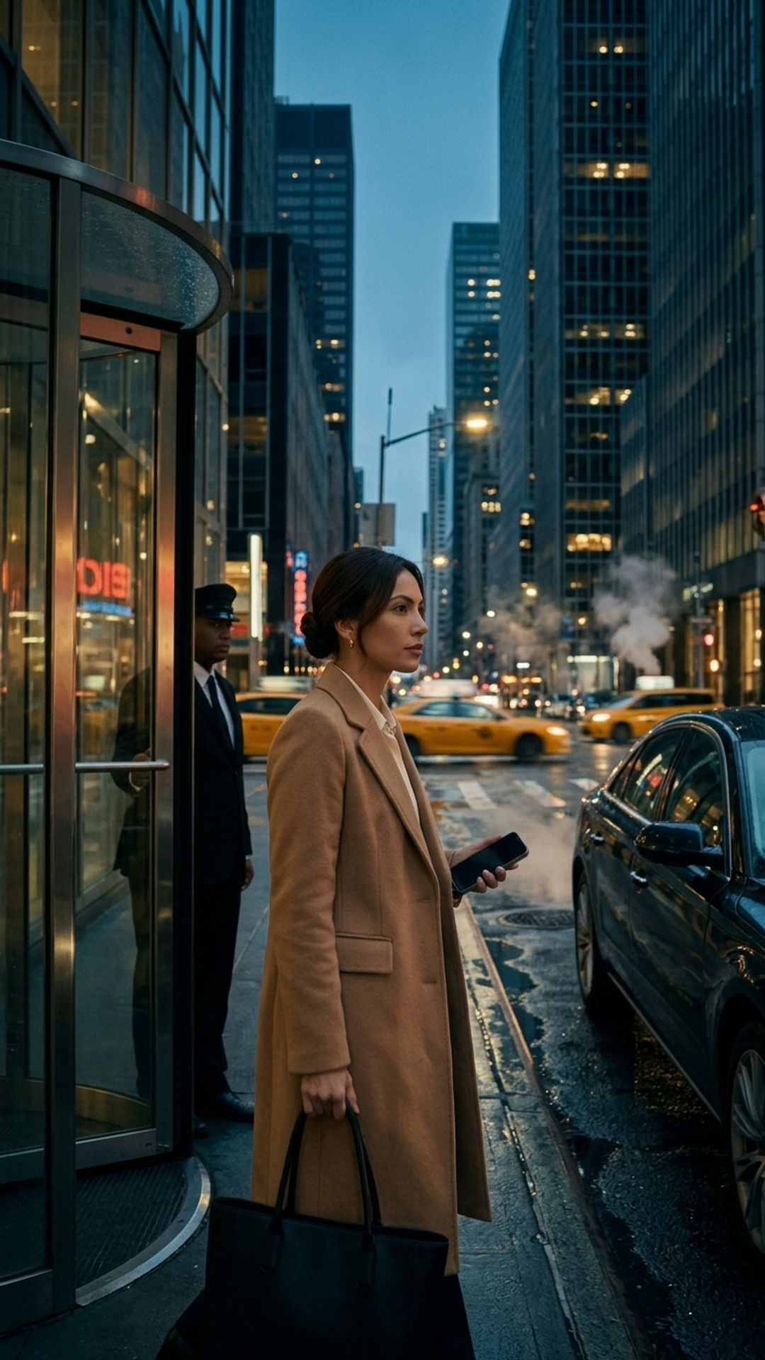 Clip 1 key frame — Office exit, Manhattan rush